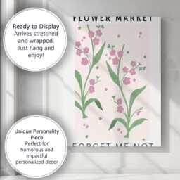 Pastel Forget Me Not Wildflower Botanical Garden Illustration Canvas Wall Art Print Decor Picture Ready To Hang - thumbnail 3