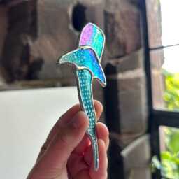 Gifts - Stained Glass Whale Shark Suncatcher Iridescent Blue Coastal Decor Christmas Tree Ornament Spring Mothers Day - thumbnail 3
