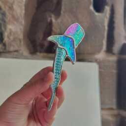 Gifts - Stained Glass Whale Shark Suncatcher Iridescent Blue Coastal Decor Christmas Tree Ornament Spring Mothers Day - thumbnail 4