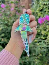 Gifts - Stained Glass Whale Shark Suncatcher Iridescent Blue Coastal Decor Christmas Tree Ornament Spring Mothers Day - thumbnail 1