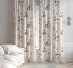 Cute Woodland Deer Curtains, Nursery Curtains Blackout Or Non Blackout, With Eyelets, Pencil Pleat Rod Pocket, Deers - thumbnail 1