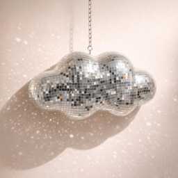 Mirror Mosaic Cloud Wall Decor - Ornament Silver & Pink Tiles Hanging Art Glam Room Personalised Option - thumbnail 3