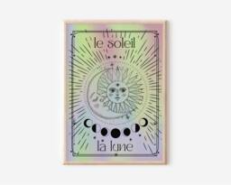 Le Soleil La Lune Print 03 - The Sun Moon, Tarot Card Style, Pastel Gradient, On Trend Y2K, Retro Celestial Psychedelic, Mystical Poster - thumbnail 1