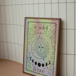 Le Soleil La Lune Print 03 - The Sun Moon, Tarot Card Style, Pastel Gradient, On Trend Y2K, Retro Celestial Psychedelic, Mystical Poster - thumbnail 2