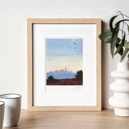 San Francisco Skyline Art Print Downtown Cityscape Watercolor - thumbnail 1
