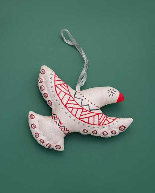 Silver & Red Christmas Firebird Tree Decoration Eco-Friendly Gift Handmade Gift Ukrainian Handmade - image 1