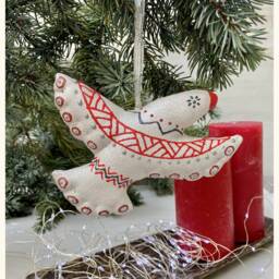 Silver & Red Christmas Firebird Tree Decoration Eco-Friendly Gift Handmade Gift Ukrainian Handmade - thumbnail 2