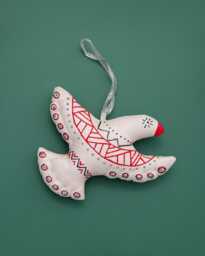 Silver & Red Christmas Firebird Tree Decoration Eco-Friendly Gift Handmade Gift Ukrainian Handmade