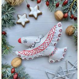 Silver & Red Christmas Firebird Tree Decoration Eco-Friendly Gift Handmade Gift Ukrainian Handmade - thumbnail 3
