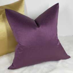 Plain Decorative Aubergine Purple Cushion Cover Luxury Bold Textured Satin Fabric, Modern Sofa Bed Pillow Cover Plain Accent - thumbnail 2