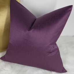 Plain Decorative Aubergine Purple Cushion Cover Luxury Bold Textured Satin Fabric, Modern Sofa Bed Pillow Cover Plain Accent - thumbnail 3