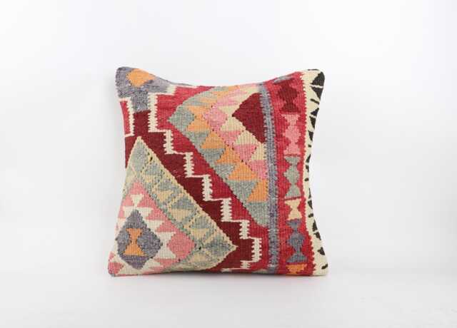 Handwoven Wool Kilim Pillow 20x20, Authentic Anatolian Home Decor - image 1