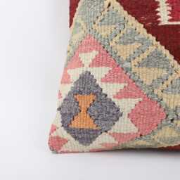 Handwoven Wool Kilim Pillow 20x20, Authentic Anatolian Home Decor - thumbnail 2