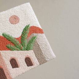 Punch Needle Wall Art, Boho Tufted Rug, Hanging, Terracotta Textile Arches Hand Gift - thumbnail 4