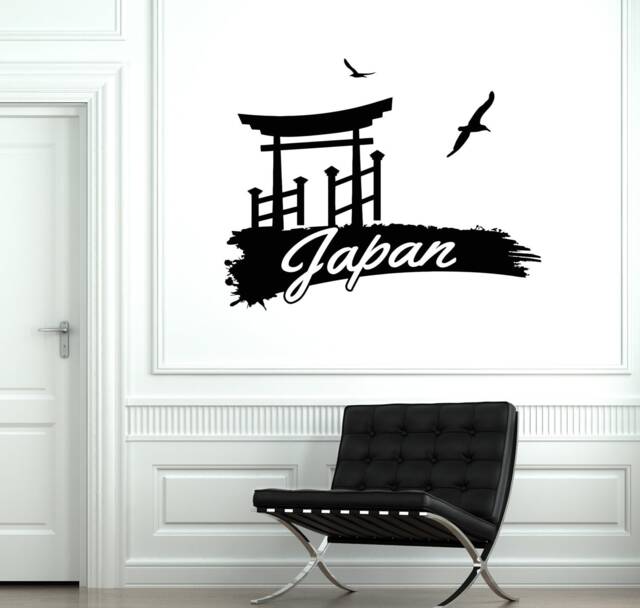 Japan Vinyl Wall Decal Japanese Gate Birds Torii Asian Oriental Culture Decor Stickers Mural - #1926Di - image 1