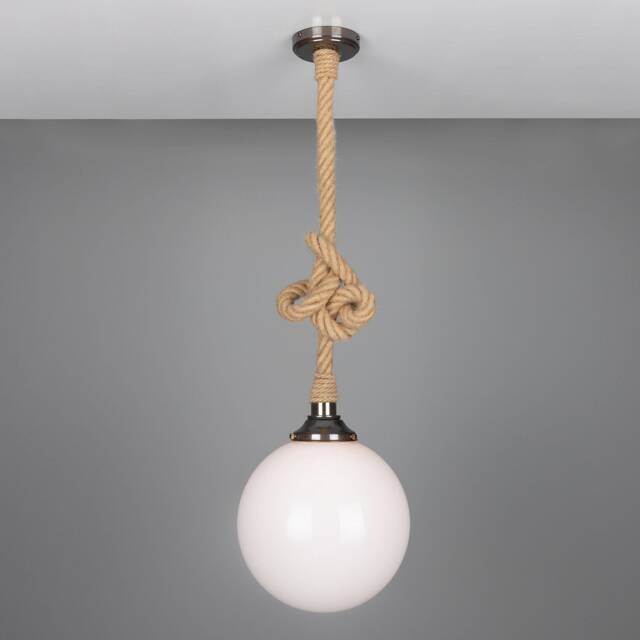 Azores Jute Rope Pendant Light With Opal Glass Globe 30cm Ip44 - image 1