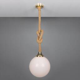 Azores Jute Rope Pendant Light With Opal Glass Globe 30cm Ip44 - thumbnail 3