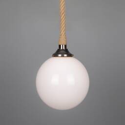 Azores Jute Rope Pendant Light With Opal Glass Globe 30cm Ip44 - thumbnail 2