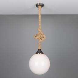 Azores Jute Rope Pendant Light With Opal Glass Globe 30cm Ip44 - thumbnail 1
