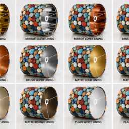 Handmade By Order Luxury Multi Colour Beach Pebble Stone On Velvet Drum Lamp Shade Ceiling All Shapes & Sizes Available - thumbnail 3
