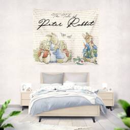 Peter Rabbit Nursery Tapestry, Beatrix Potter Design, Cotton-Poly Wall Hanging - thumbnail 3