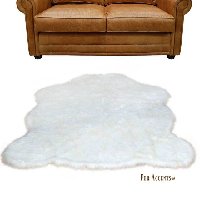 Plush Faux Fur Area Rug - Shaggy Bear Skin Pelt, Usa Made - image 1