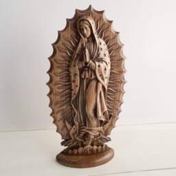 Virgin Mary Of Guadalupe, Statuette, Our Lady Guadalupe Made Wood. Religious Catholic Icons - thumbnail 2