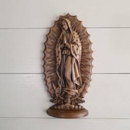 Virgin Mary Of Guadalupe, Statuette, Our Lady Guadalupe Made Wood. Religious Catholic Icons - thumbnail 3