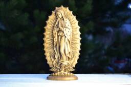 Virgin Mary Of Guadalupe, Statuette, Our Lady Guadalupe Made Wood. Religious Catholic Icons - thumbnail 1