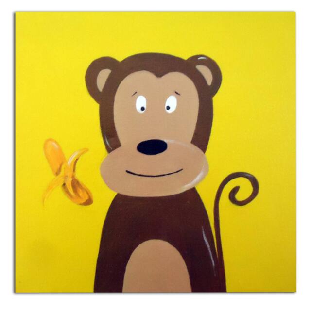 Jungle Animal Monkey Art, Painting, Canvas, Nursery Decor - image 1