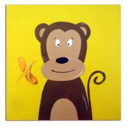Jungle Animal Monkey Art, Painting, Canvas, Nursery Decor - thumbnail 1
