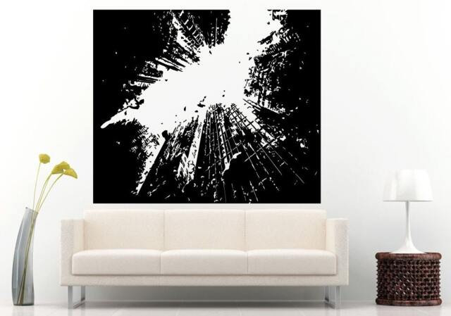 Point Of View Skyscrapers Buildings Breaking Rocks Falling Wall Decal Vinyl Sticker Mural Room Decor L551 - image 1