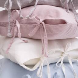 Hand-Tied Linen Pillow Covers - Neutral Tones With Striped Detailing - thumbnail 3
