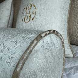"Luxury Personalised Cushion Pillow For Bed, Embroidered Initial Piped 16""/Bolster 16""x6" - thumbnail 3