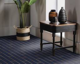 Loft Art Deco Bricks Style Vinyl Flooring, Blue Linoleum in Roll, Gold Luxury Baby Shower Ideas, Area Floor PVC - thumbnail 1