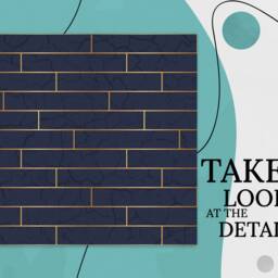 Loft Art Deco Bricks Style Vinyl Flooring, Blue Linoleum in Roll, Gold Luxury Baby Shower Ideas, Area Floor PVC - thumbnail 2