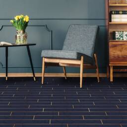 Loft Art Deco Bricks Style Vinyl Flooring, Blue Linoleum in Roll, Gold Luxury Baby Shower Ideas, Area Floor PVC - thumbnail 3
