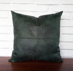 20''x20'' Dark Green Faux Leather Fabric Piecewise Square Design Pillow Cover /Modern Scandinavian Homedecor-1Pcs