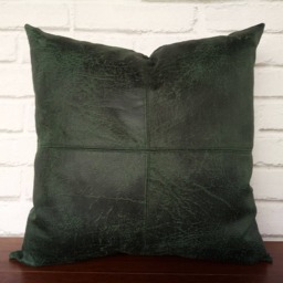 20''x20'' Dark Green Faux Leather Fabric Piecewise Square Design Pillow Cover /Modern Scandinavian Homedecor-1Pcs - thumbnail 2
