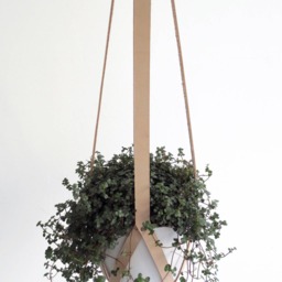Modern Plant Hanger Beige Hanging Planter Leather Minimalistic Indoor Boho Decor Scandi Style Greenery Decoration - thumbnail 2