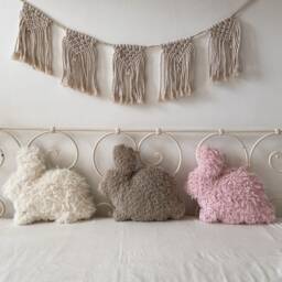 Small, Soft Beige Rabbit Cushion For Baby & Children's Rooms - thumbnail 4