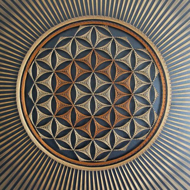 string Art Flower Of Life Gold Sacred Geometry Psychedelic Wall Home Decor Mandala Zen 3D New Age Spiritual Gift Meditation - image 1