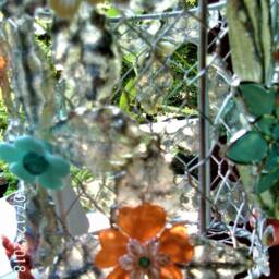 Handmade Beaded Wire Plant Basket, Crystal Flower Sun Catcher - thumbnail 2