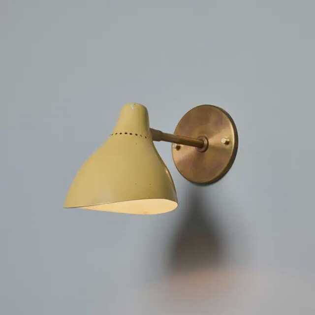 1950S Stilnovo Perforated Painted Metal & Brass Wall Lamp Mid Century Modern Vintage Light Fixture Attributed To Italian - image 1