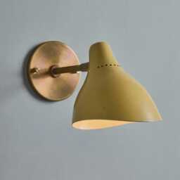 1950S Stilnovo Perforated Painted Metal & Brass Wall Lamp Mid Century Modern Vintage Light Fixture Attributed To Italian - thumbnail 3