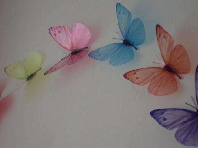 Rainbow Butterfly Wall Art 3D Nursery Decor, Set Of 7 - image 1