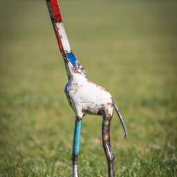 Recycled Metal Coloured Giraffe. Safari Outdoor Statue - thumbnail 2