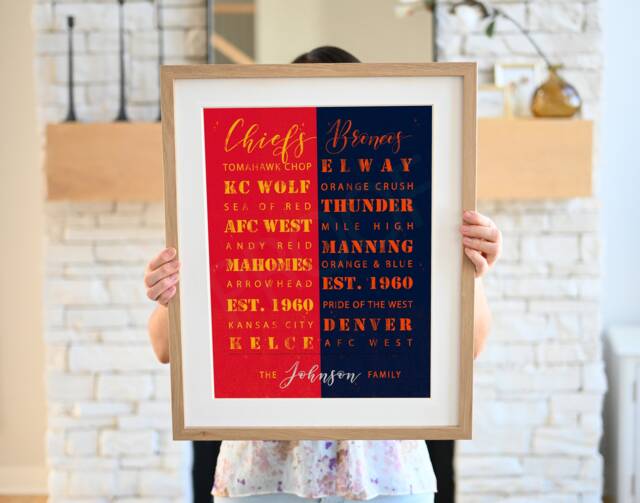 Personalized Chiefs Broncos House Divided Sign Print Or Canvas. Kansas City Chiefs. Denver Broncos, Housedivided. House Divided Sign. Kc Den - image 1