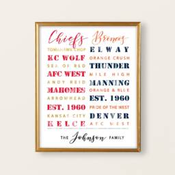 Personalized Chiefs Broncos House Divided Sign Print Or Canvas. Kansas City Chiefs. Denver Broncos, Housedivided. House Divided Sign. Kc Den - thumbnail 3