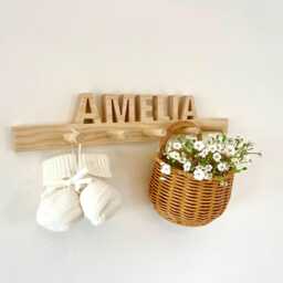 Personalised Wooden Peg Rail - Nursery Name Wall Hook - thumbnail 3